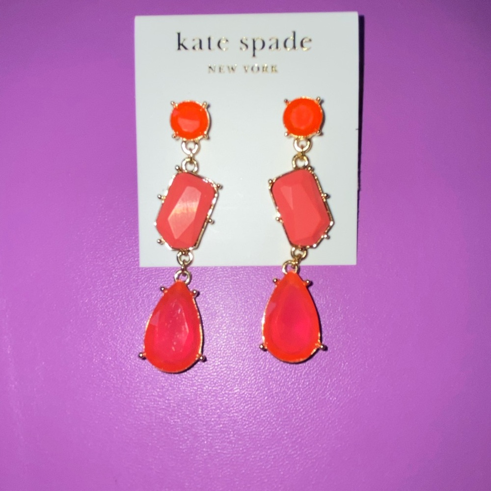 Pink stone Kate Spade dangling earrings